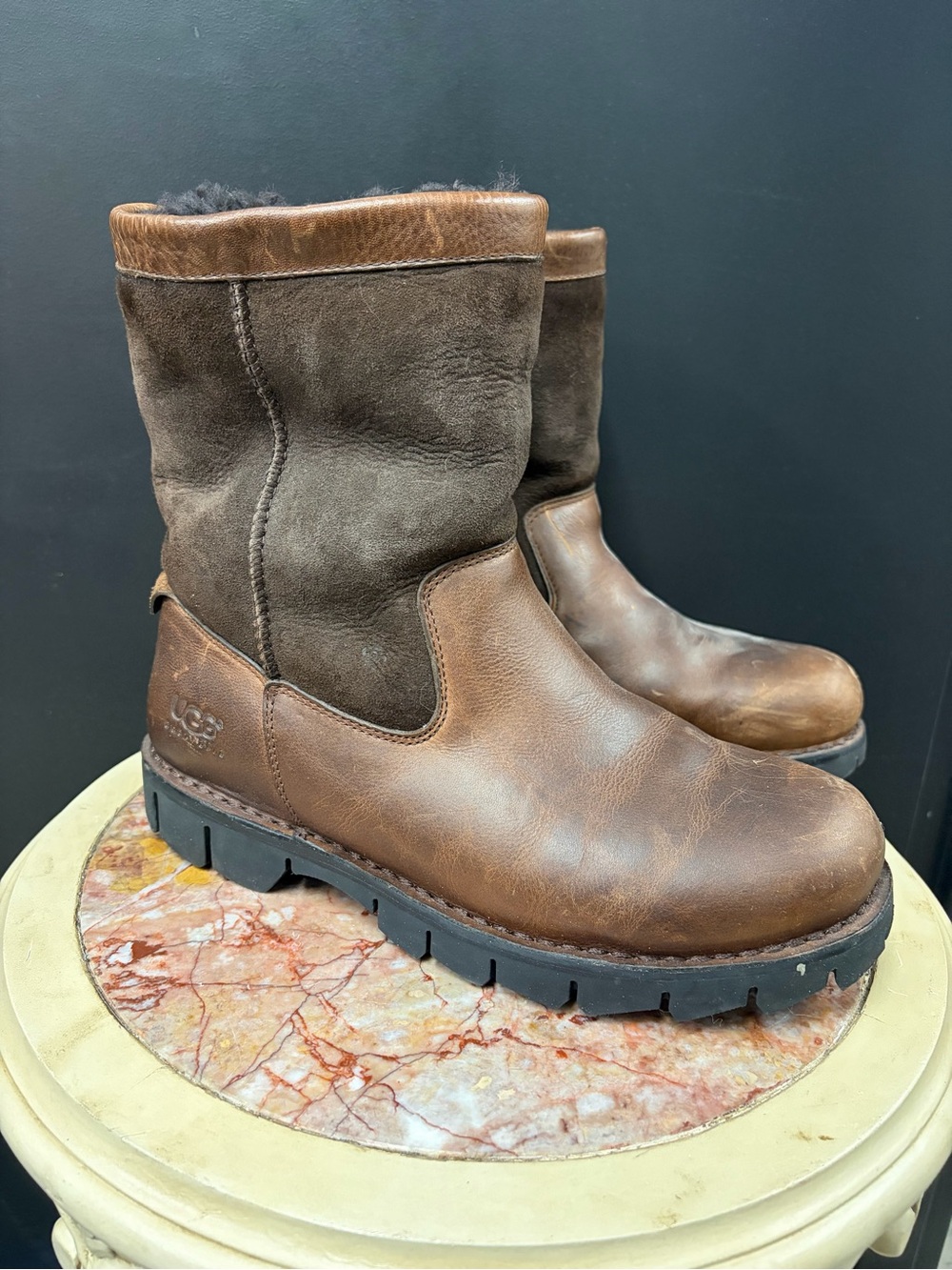 UGG Men’s Dark Brown Fur & Suede Boots